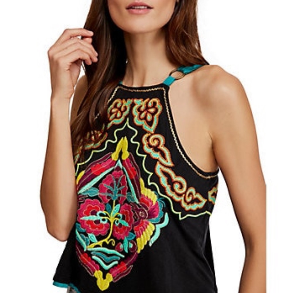 FREE PEOPLE🌺Beautiful & colorful embroidery!